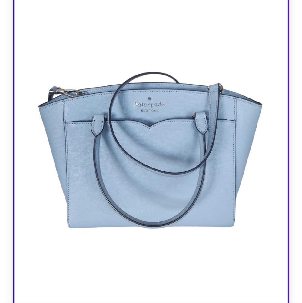 NEW KATE SPADE Medium Satchel Refined Grain Light Blue